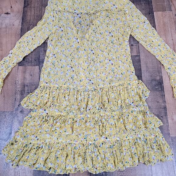 Zadig & Voltaire Rebbie Goa Mini Dress Yellow Ditsy Floral No Size Tag Small - Picture 8 of 15